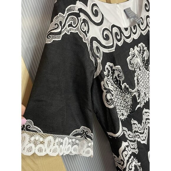 Rabbit Rabbit Rabbit Designs Dress Sz 16 Plus Black White Wedding Career Retro - Picture 2 of 7